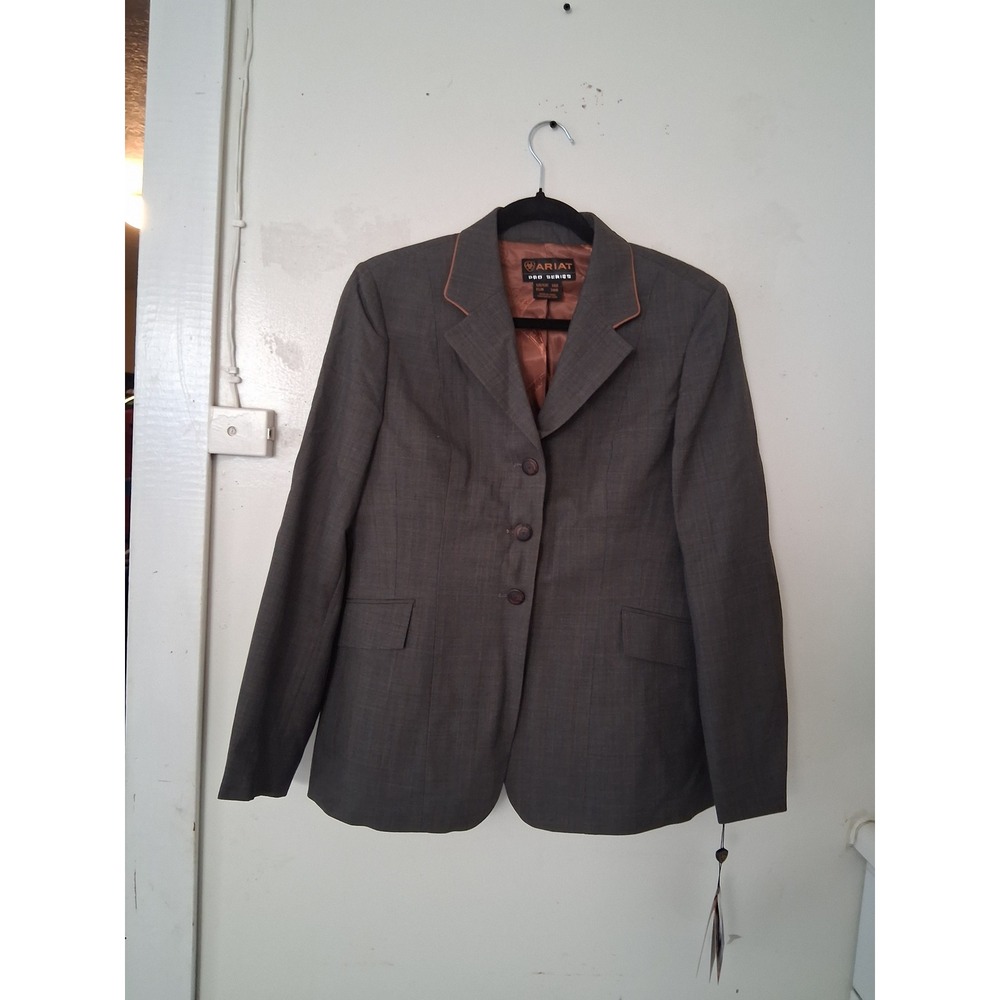 Ariat Pro Series Womens Legacy Coat Brown Plaid Worsted Wool Blazer 14R 400044